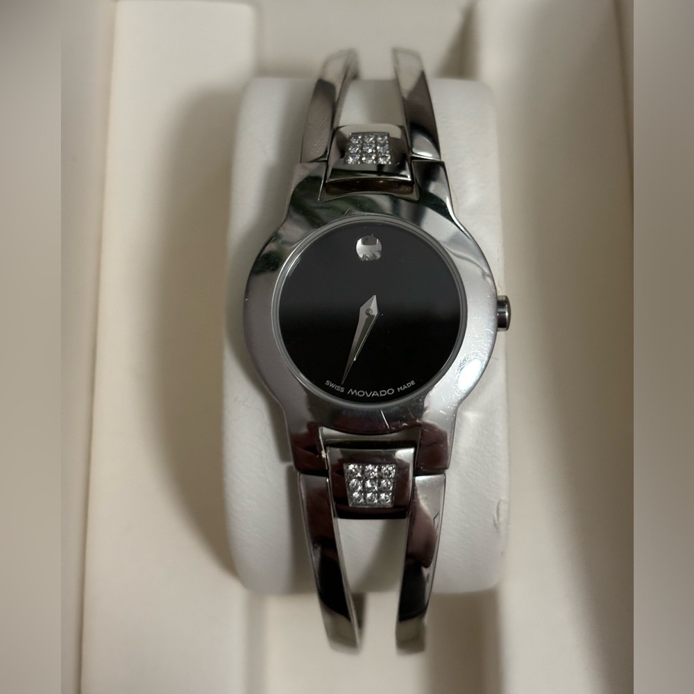 Movado Amorosa Diamond Steel Bangle Ladies Watch 0604982